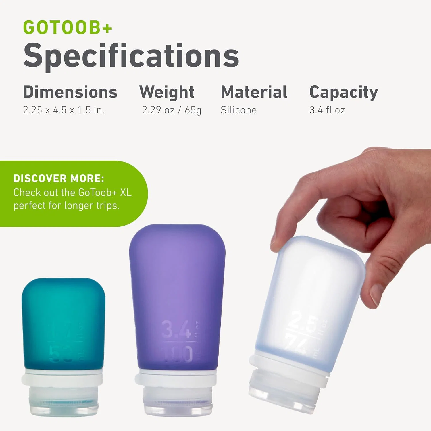 Humangear GoToob+ Large 3.4oz - Red - Image 3