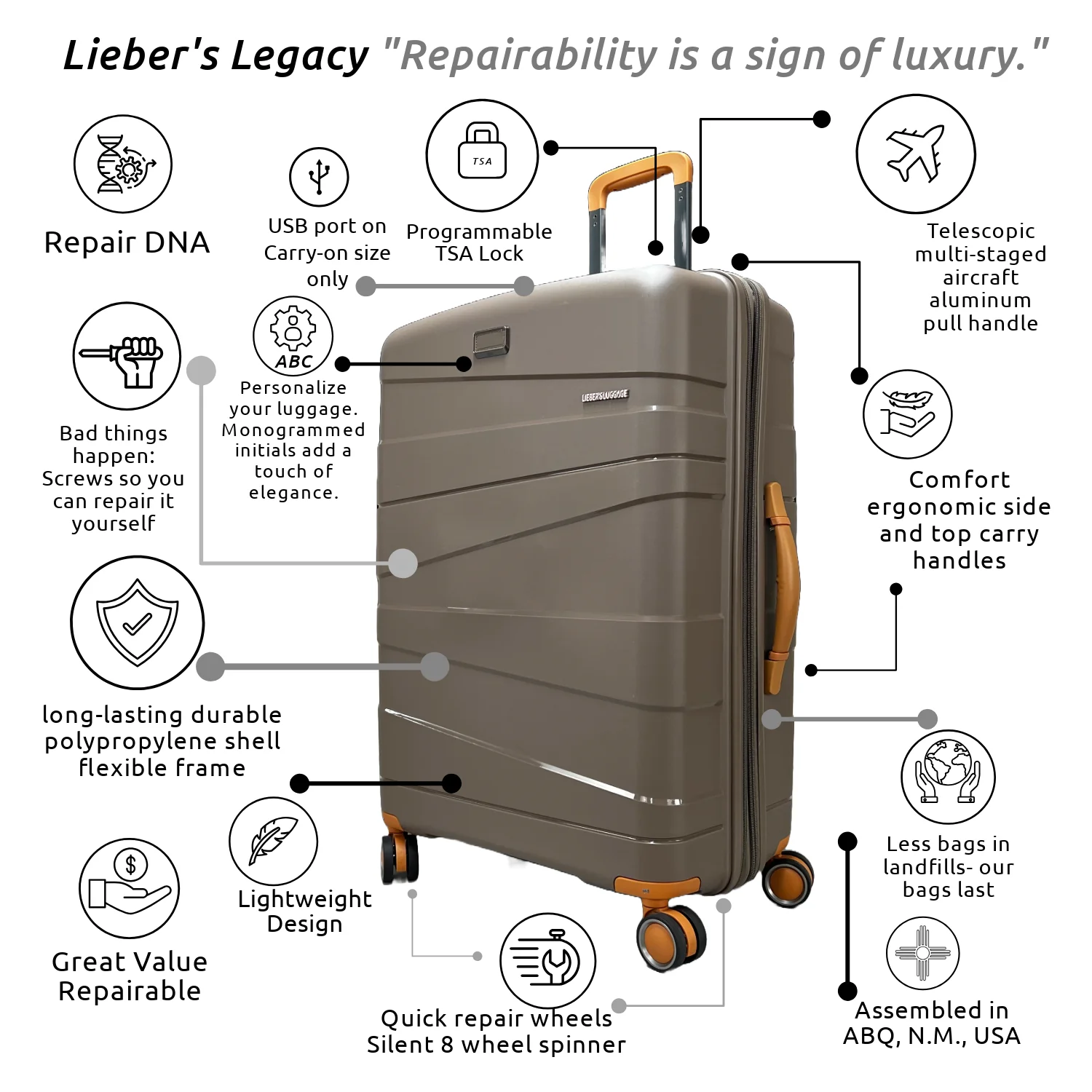 Lieber's Luggage Legacy Expandable 31" Hardside Spinner - Mocha - Image 7