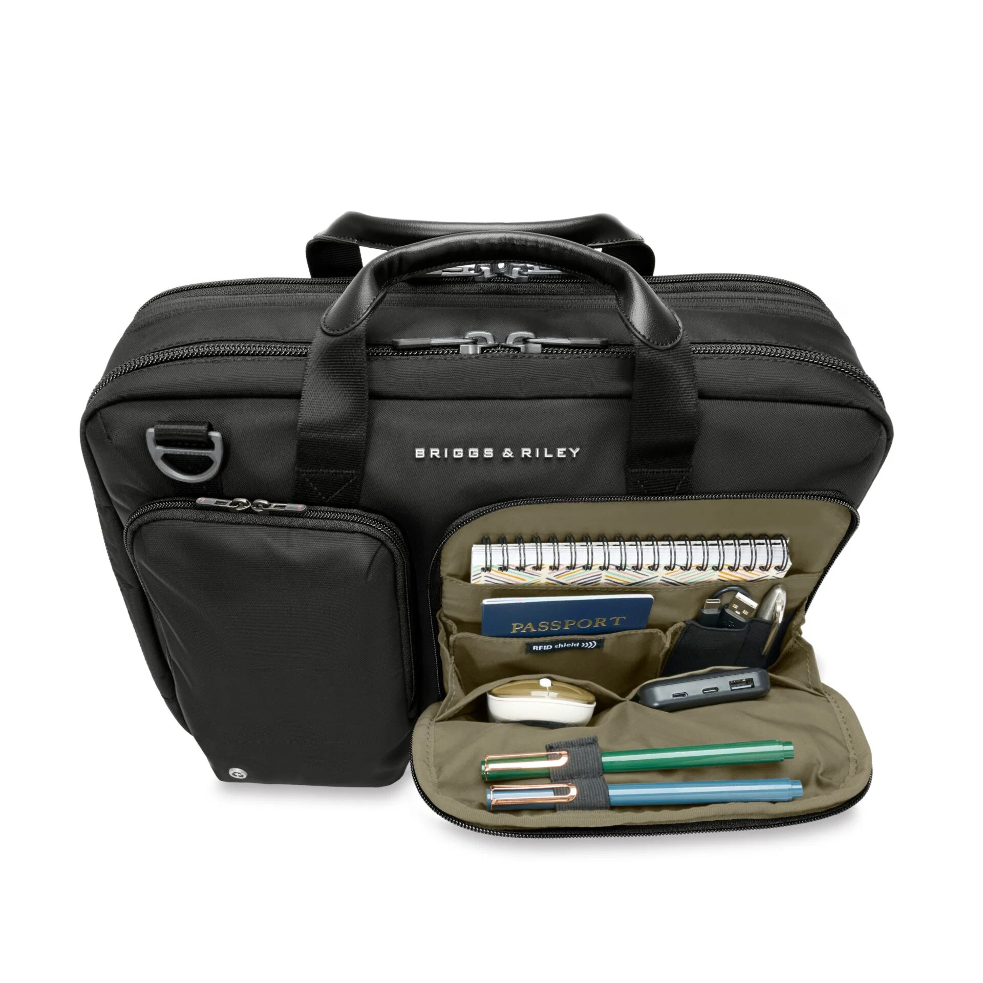 Briggs & Riley HTA Collection Slim Expandable Brief Bag - Black - Image 9