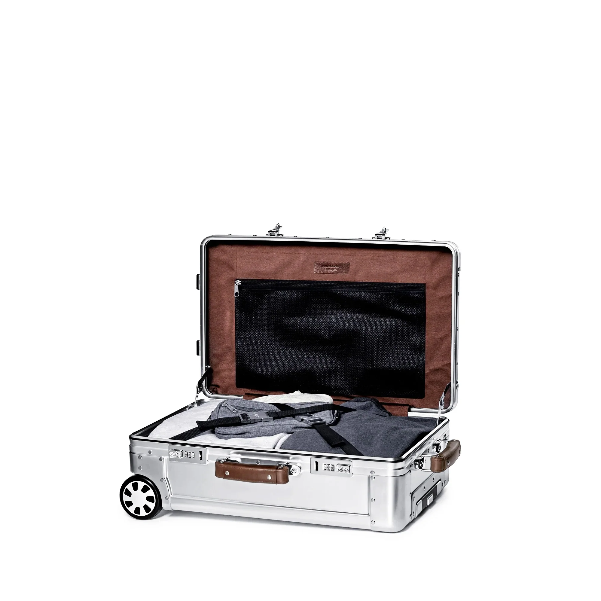 Sterling Pacific 35L Aluminum Carry On 2 Wheel Cabin Travel Case - Silver - Image 3